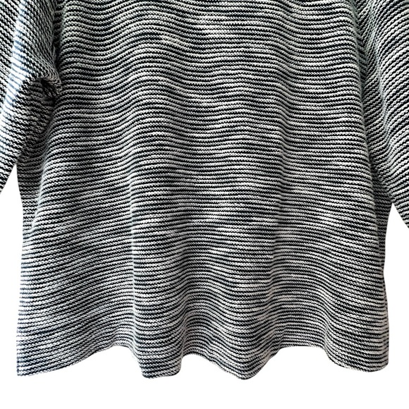 J JILL | NWOT NAVY BLUE & WHITE STRIPE COTTON TERRY TEXTURED TOP PUFF SLEEVES XL - Picture 6 of 9